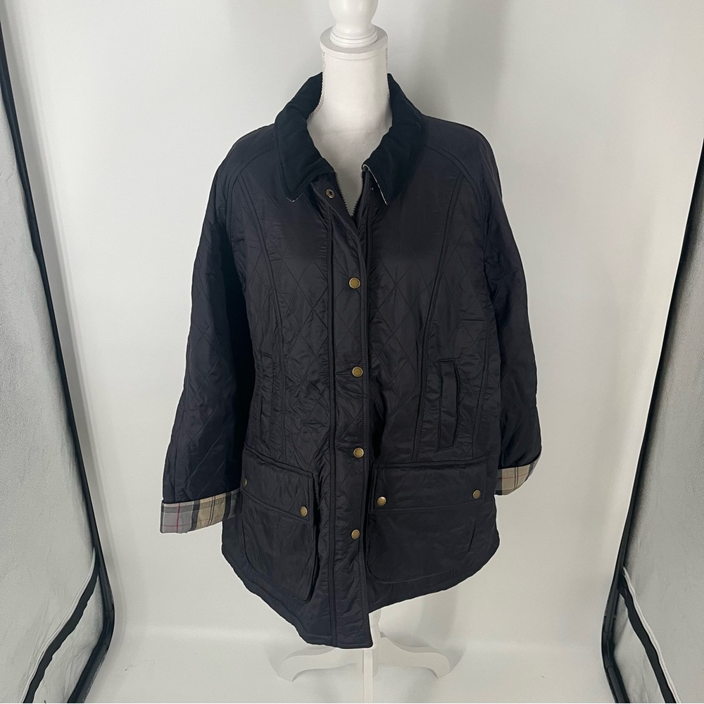 Barbour Black Beadnell Polarquilt Jacket 2X Plus Size NWT Women's Tartan Lined - Picture 2 of 13